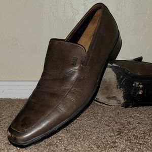 Hugo Boss Chesterfield Brown Leather Loafers Men's Size 10